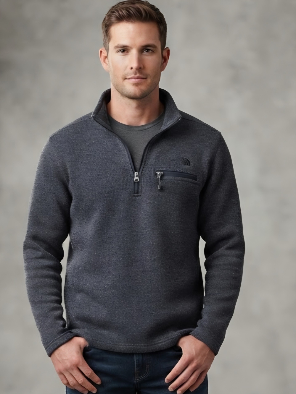 The North Face Men's Dark Brown Zip-Up Sweater Size Med